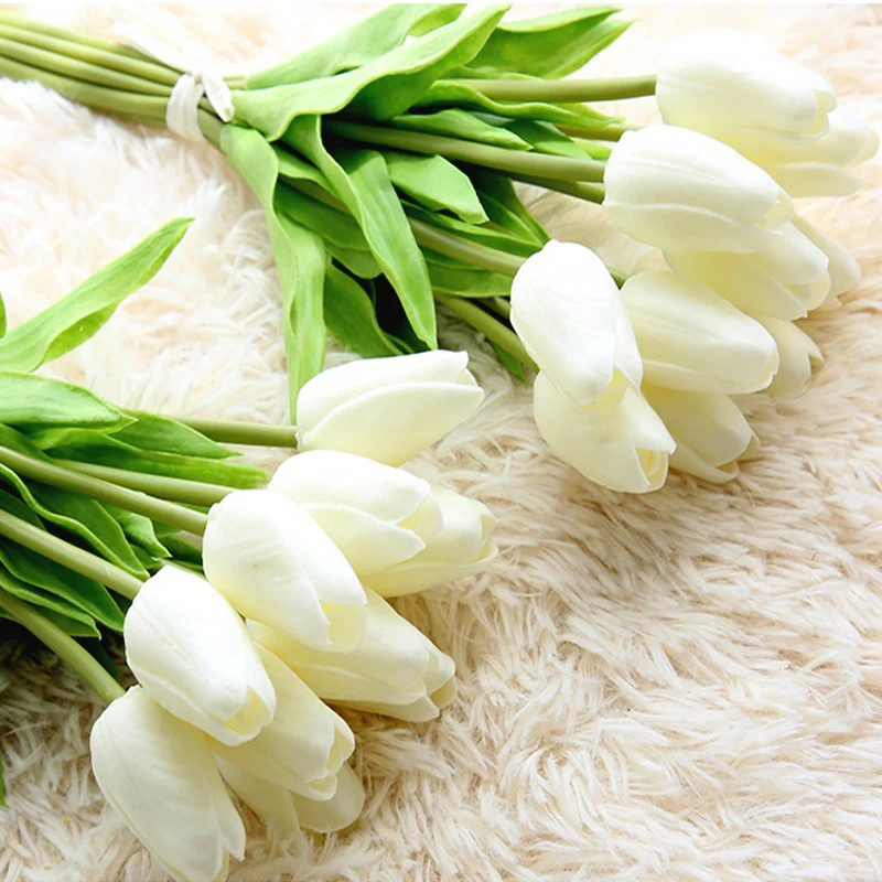 10 шт. тюльпаны искусственные цветы настоящий тач искусственная кожа para decora букет