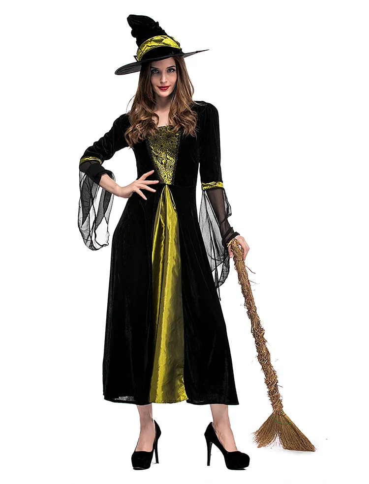 

Adult Halloween Witch Costume For Women Witch Costumes Cosplay Gothic Witch Outfit The Queen Witch Role Play Clothing