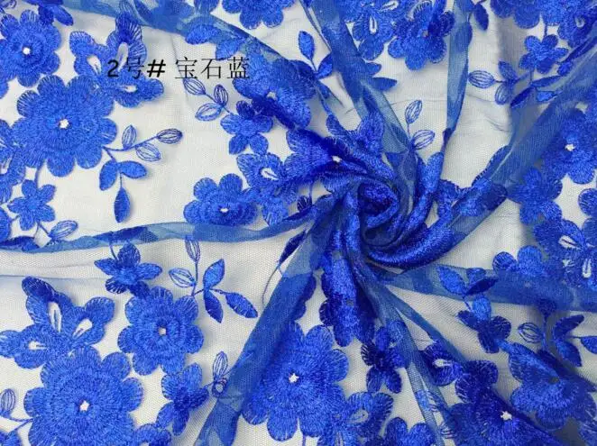 color 2 Французская кружевная ткань высокого качества африканский тюль вышитый цветок Прозрачная Чистая кружевная ткань для нигерийского свадебного платья - Цвет: color 2