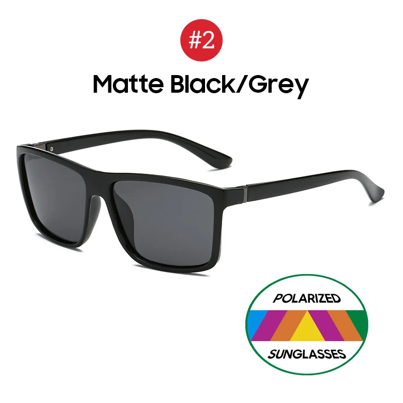 2 Matte Black Grey VIVIBEE прямоугольные поляризованные мужские солнцезащитные очки, поляризационные Красные линзы, Винтажные Солнцезащитные очки для вождения, для женщин, UV400, трендовые очки - Цвет линз: 2 Matte Black Grey