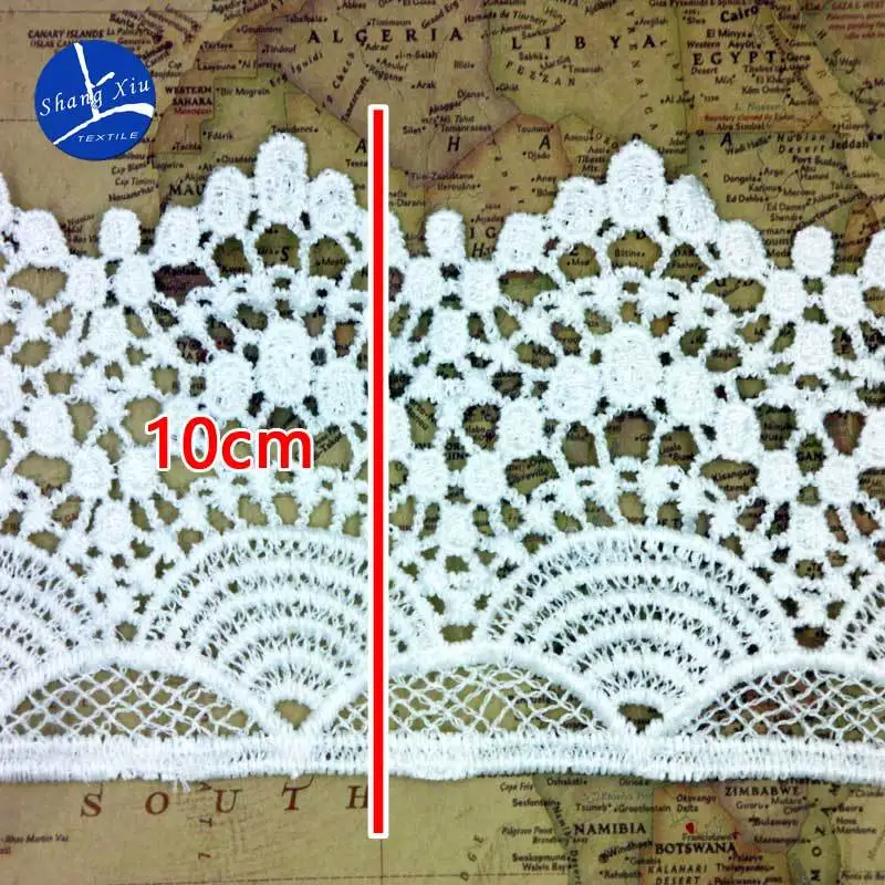 

15Yards White Wave Polyester Embroidered Fabric Lace Edge Trim Applique Black Ribbon Handmade DIY Sewing Craft Bridal Decoration