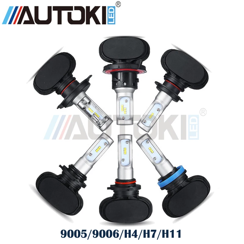 Autoki S1 50W CSP чип Автомобильный светодиодный головной свет H4 H7 H11 H13 9005 9006 8000LM 6500K