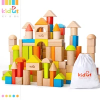 zalami 80 pcs wooden blocks early educational toy geometric assembling building blocks colorful beech wood
