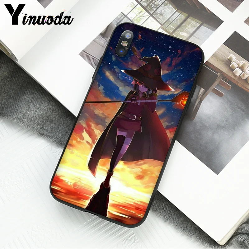 Yinuoda Япония Аниме Konosuba Megumin черный мягкий чехол для телефона Apple iPhone 8 7 6 6S Plus X XS MAX 5