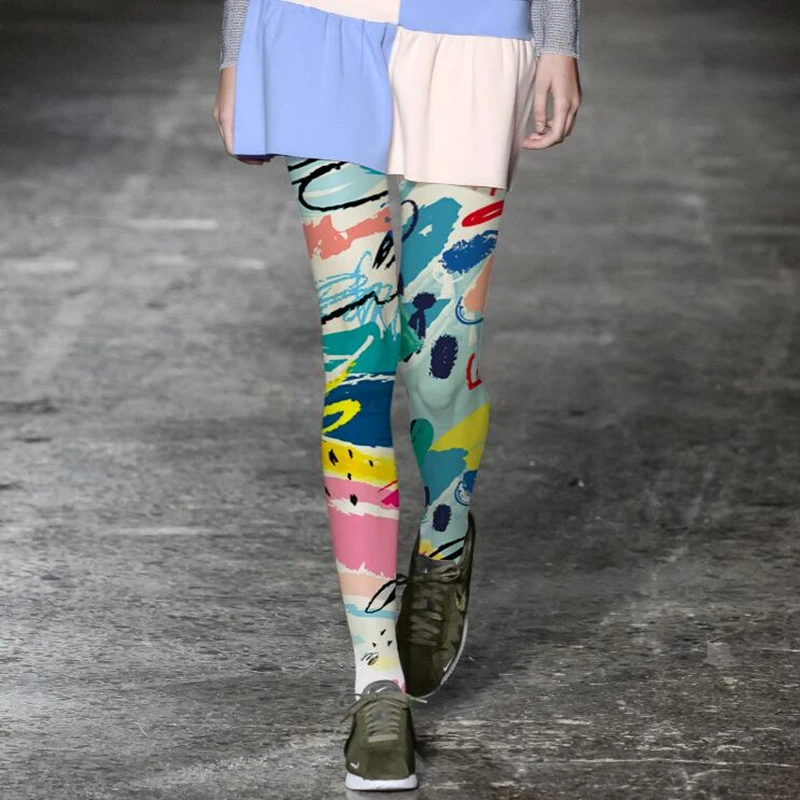 Европейская мода тату цветные колготки женские печатные Чулочные изделия|tight