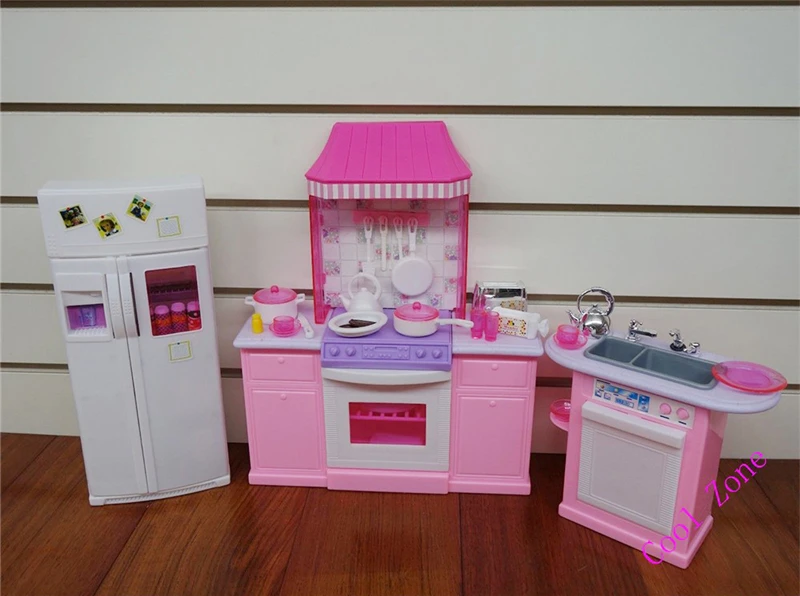New Deluxe Kitchen Set for Barbie Furniture Dress Up Doll Accessories DIY Toy for Girl
