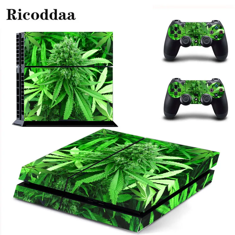 Виниловая наклейка с зеленым листом для консоли PS4 чехол игровой приставки 4