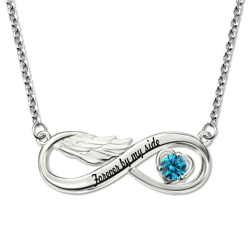 Персональная буква ожерелье с кулоном «бесконечность» настраиваемое имя Крылья Ангела ожерелье с гравированный хрустальный камень ожерелье s розовое золото