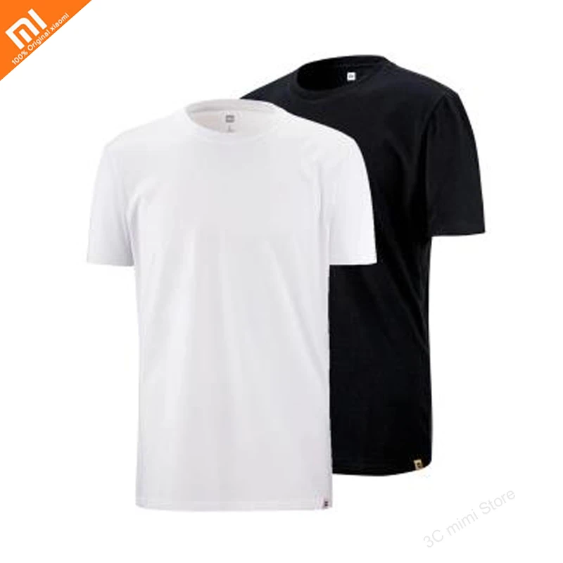 Оригинальная футболка xiaomi mijia с коротким рукавом, впитывающая воздух, с коротким рукавом, Спортивная Удобная футболка, подходит для мужчин, хлопок