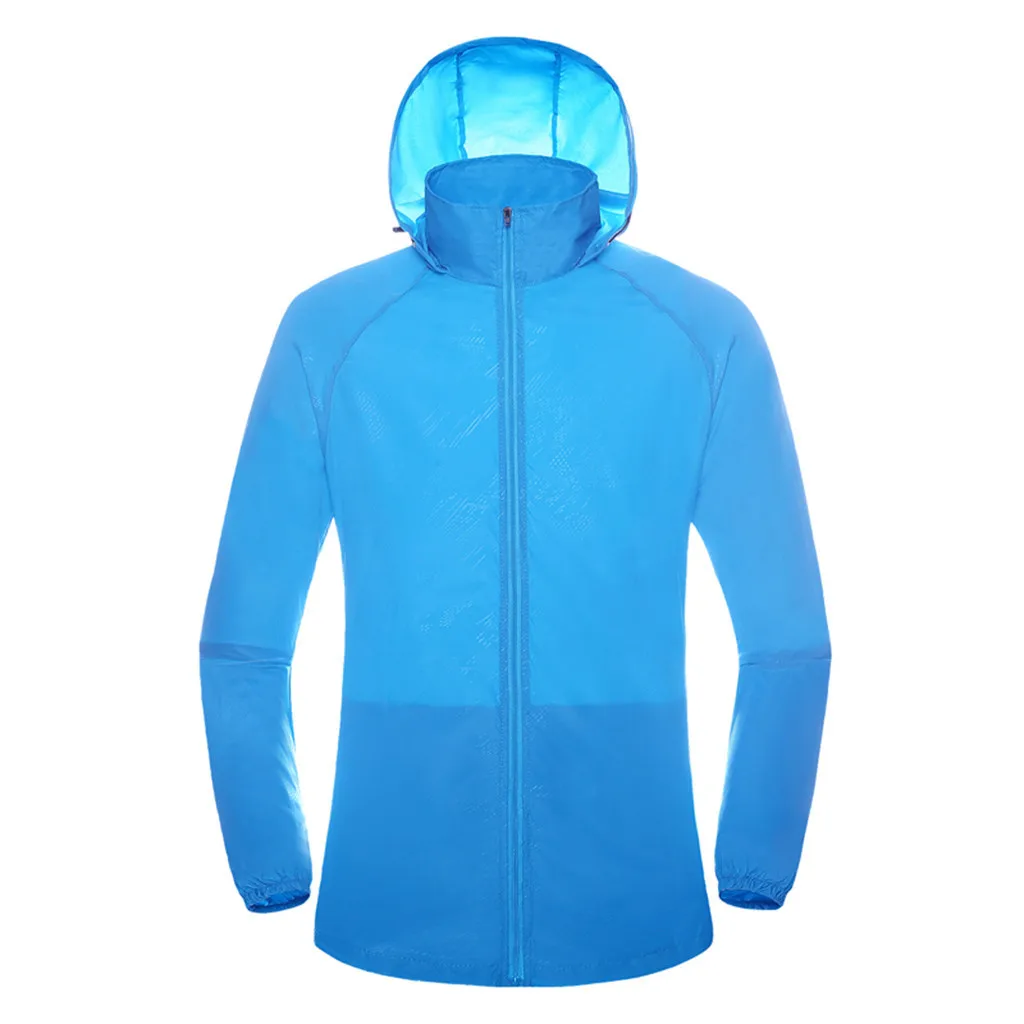 Sky Blue Женская и Мужская ветрозащитная куртка для спорта на открытом воздухе, быстросохнущая ветровка, Верхняя Спортивная ветровка для велоспорта - Color: Sky Blue