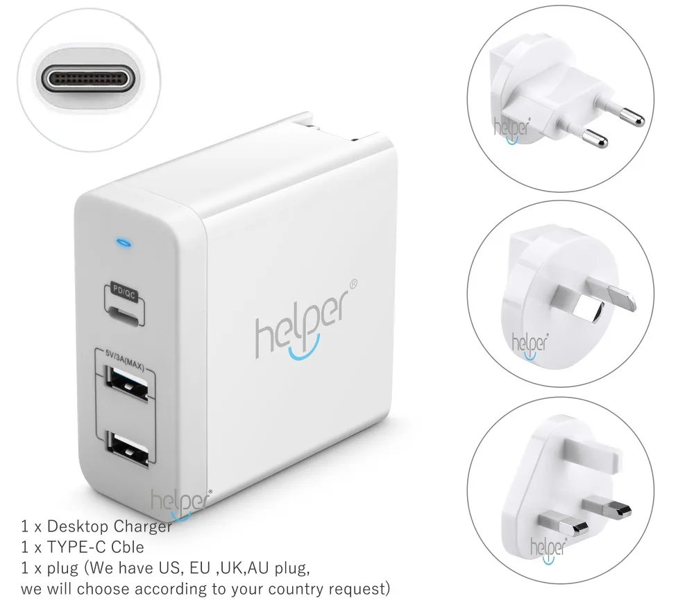USB C зарядное устройство адаптер питания QC 3 0 type PD порта быстрая подзарядка для Dell