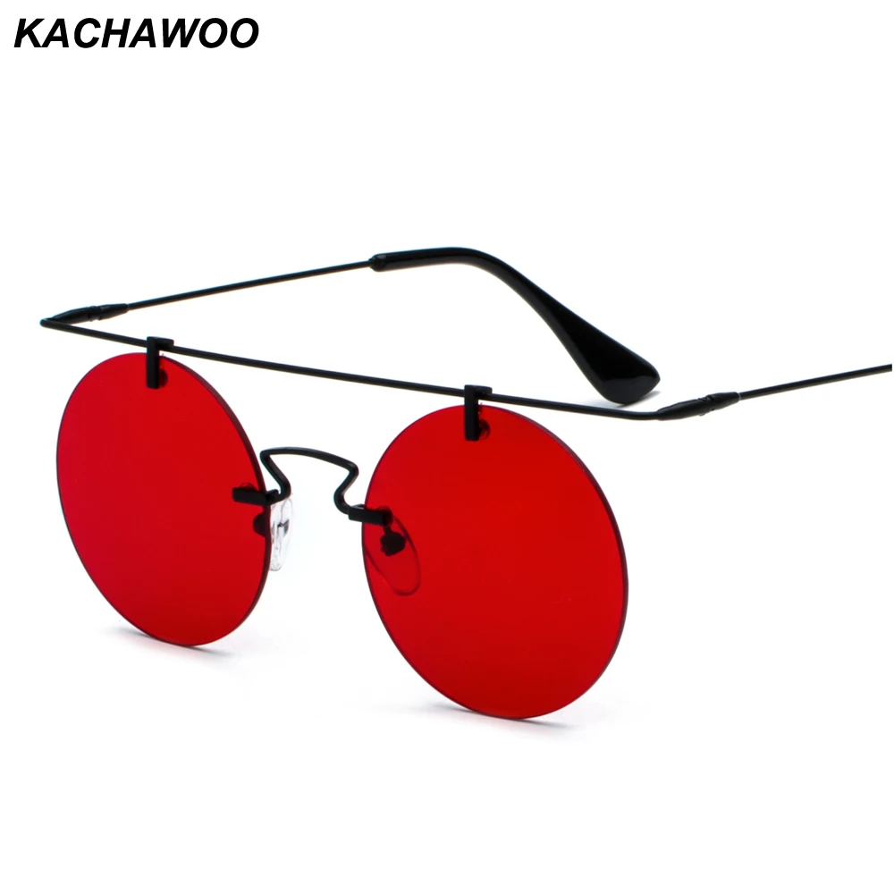 Солнцезащитные очки без оправы Kachawoo для женщин и мужчин винтажные круглые