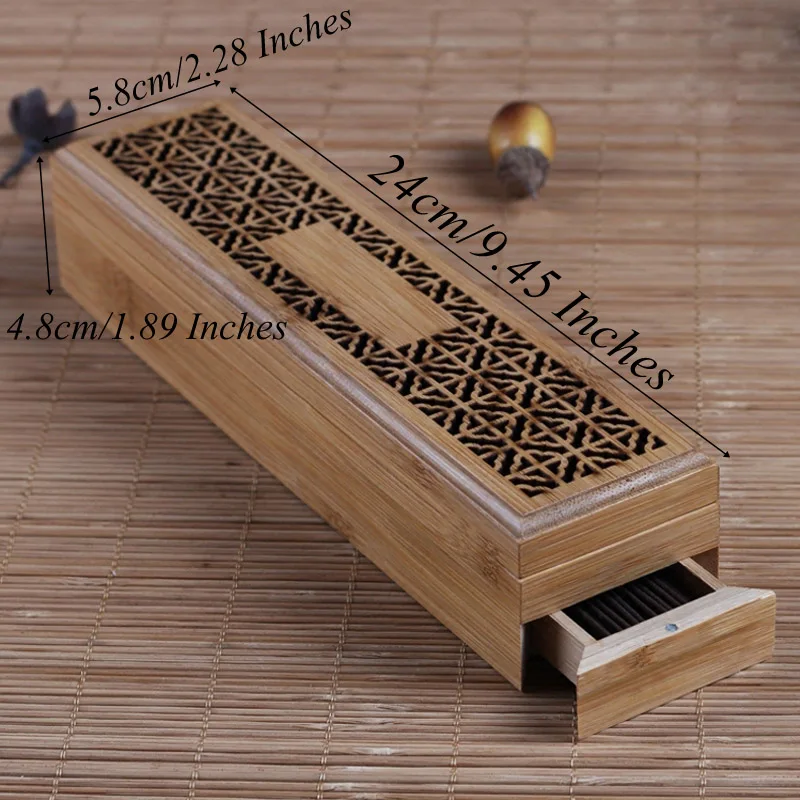 Бамбуковая подставка для ароматических палочек с ящиком Joss-stick Box Hollow Zen leing Censer Home