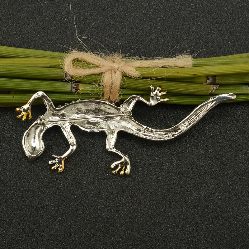 Новая милая Хрустальная брошь ящерица для мужчин Gecko Броши Харадзюку винтажные Стразы животные криперы брошь большое ювелирное украшение в виде броши