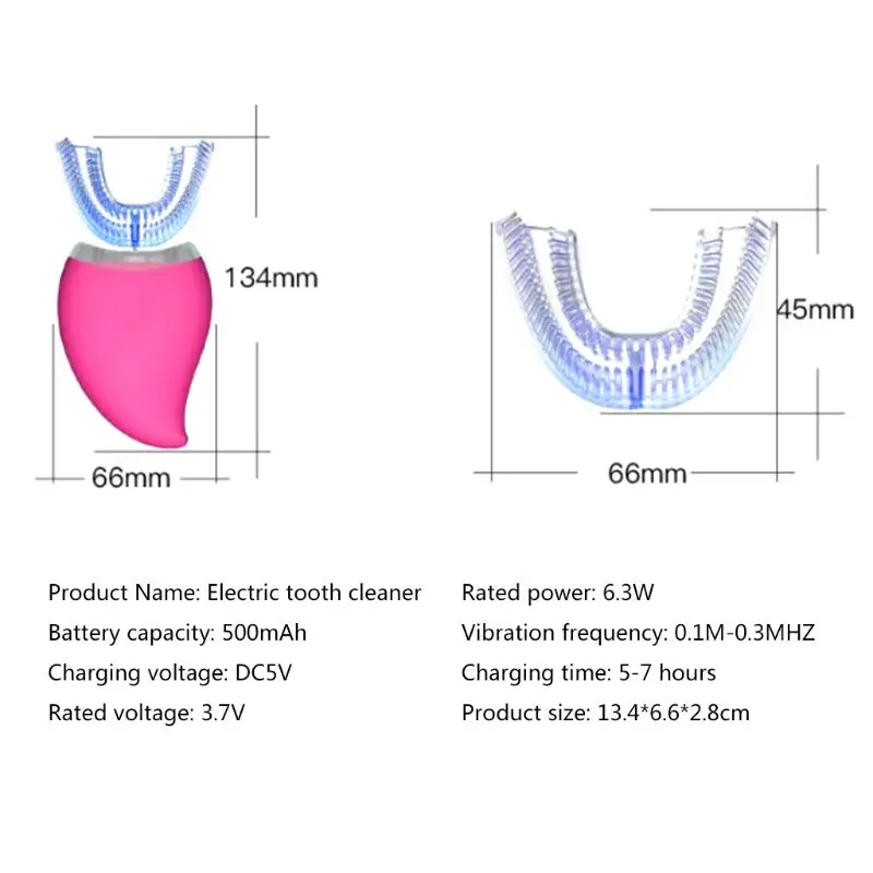 

New Love Style Auto Disinfection U Shape Timer Ultra Sonic Silicon Waterproof Electric Toothbrush Wireless Rechargeable 3 Modes