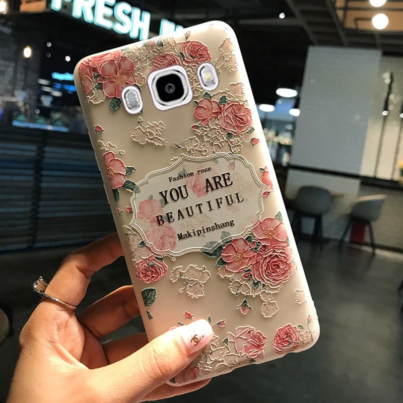 YueTuo матовый чехол для Samsung Galaxy J7 2016 j710 силиконовый роскошный 3d цветок прозрачный