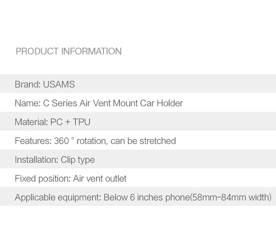 USAMS Универсальный Автомобильный держатель для телефона для iPhone X 6 7 8 samsung huawei держатель для телефона держатель на вентиляционное отверстие автомобиля 360