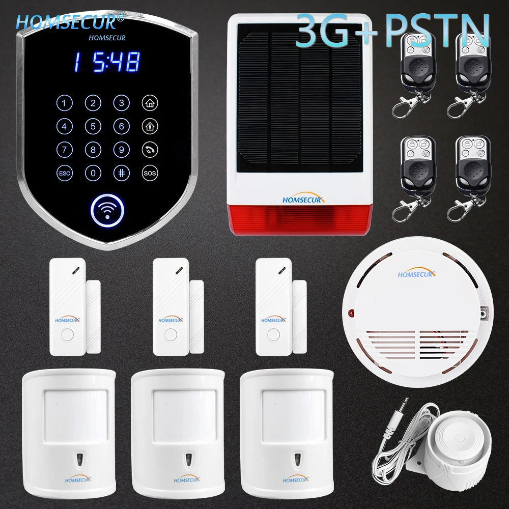 

HOMSECUR Wireless&wired WCDMA 3G Home Security Alarm System With Smoke Detector YC04-3G