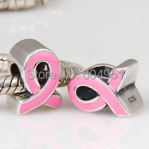 Эмалированная розовая лента подвеска Стерлинговое Серебро молочный Рак