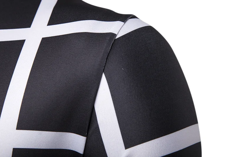 Черно белая клетчатая футболка для мужчин 2019 новинка Приталенная с короткими