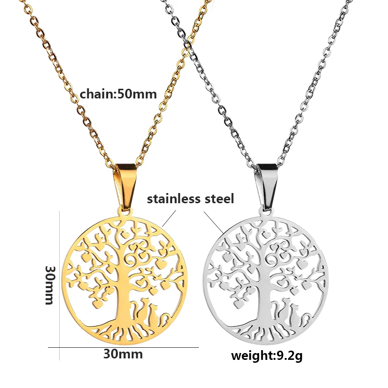 Ожерелье ELSEMODE с подвеской Древо жизни для женщин колье из нержавеющей стали и