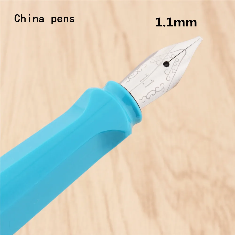 Роскошный Jinhao 873 небесно-голубая английская каллиграфия Duckbill параллельная художественная ручка цветок тело плоская тибетская Арабская авторучка - Цвет: 1.1mm-pen