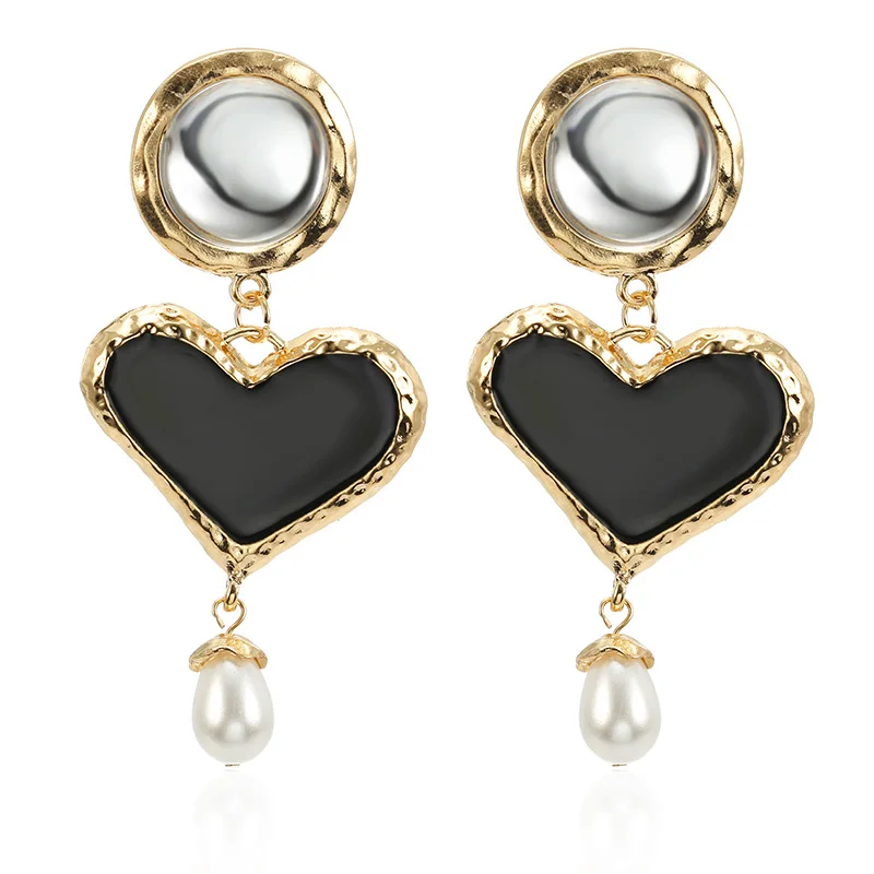 Женские серьги с искусственным жемчугом 128 Hyperbole черные металлические подвески в