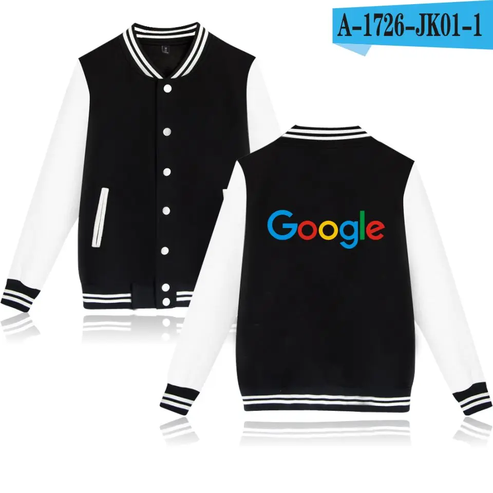 black and white Это Google microsoft Бейсбол Куртки Кофты для женщин/для мужчин форма осень зима печатных Повседневная Верхняя одежда Пальто - Color: black and white