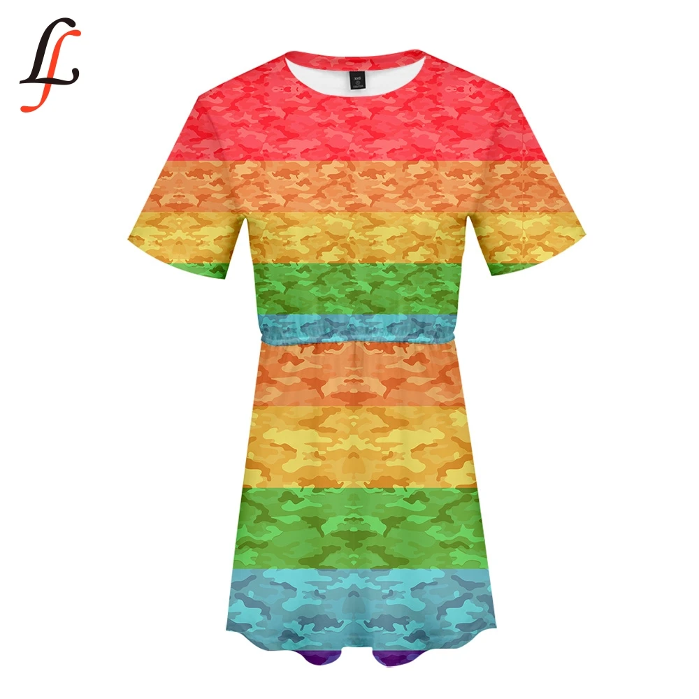 Радужный Флаг ЛГБТ 3D женские туфли в повседневном стиле с летнее платье