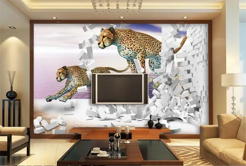 3d комната обои на заказ фрески нетканые настенные стикеры деньги Леопард