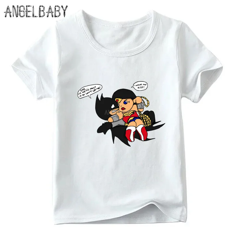 Футболка с рисунком чудо женщины и Бэтмена для мальчиков девочек детские летние