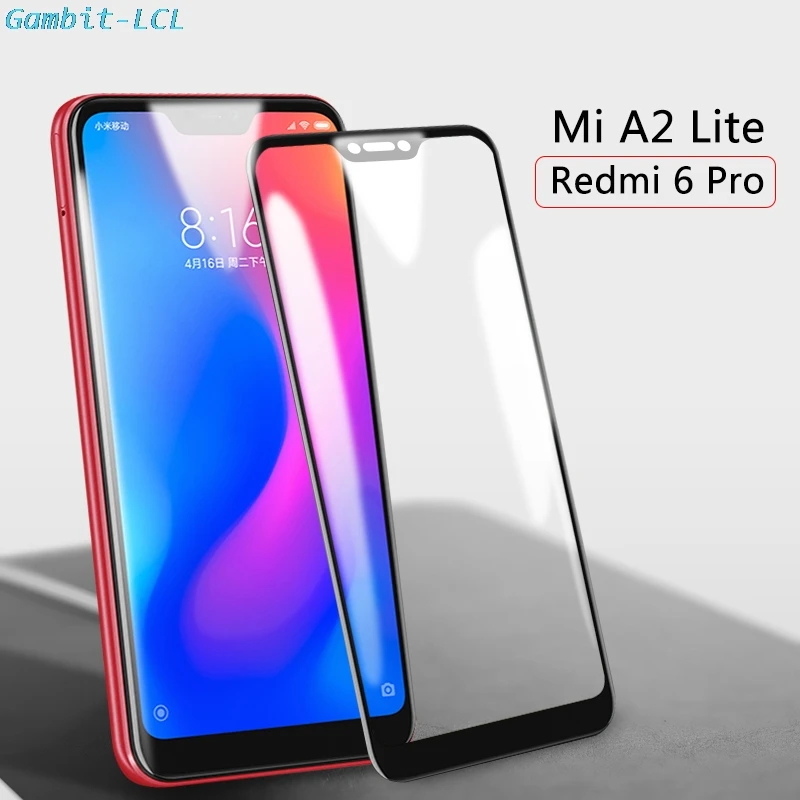 

2PCS Full Cover Tempered Glass For Xiaomi Redmi 6 Pro 5.84" 6pro 9H Anti Scratch Safety Screen Protector Glass For MI A2 Lite