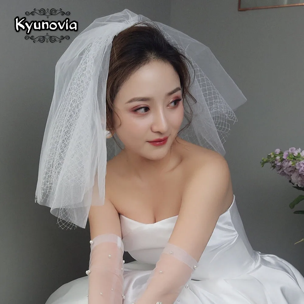 Фата свадебная короткая с гребнем 4 уровня|Свадебные вуали| |