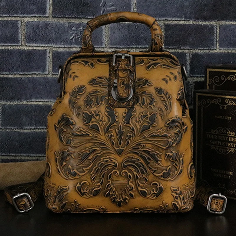 Женский рюкзак с тиснением сумка тоут через плечо из натуральной кожи высшего