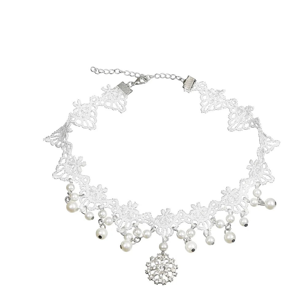 2019 New Boho Women white lace chocker Chain crystal Necklace collana Kolye Bijoux Collares Mujer gargantilha Collier wedding | Украшения и