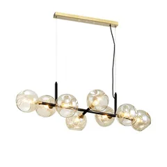 Винтажная индустриальная люстра в стиле лофт черная золотая планка подвесной