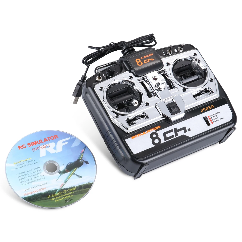 0908A 8CH RC симулятор полета поддержка Realflight G7 Phoenix 5,0 XTR пульт дистанционного управления Вертолет с фиксированным крылом Дрон