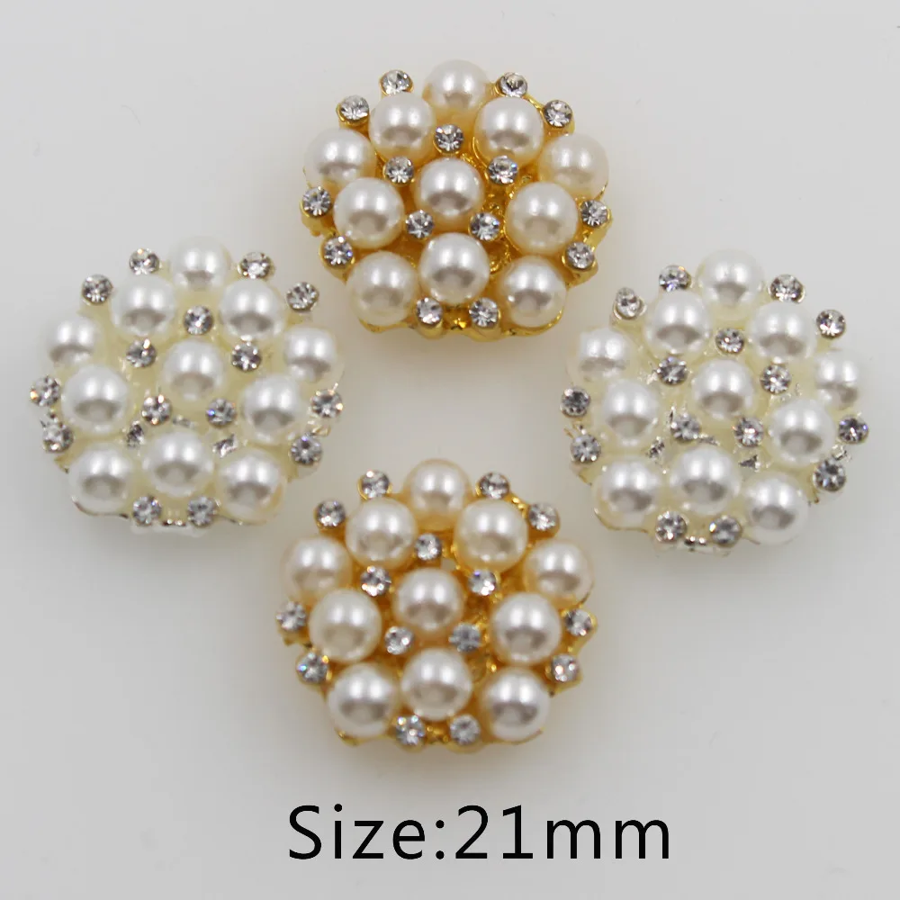 Мода 10 шт 21 мм круглый жемчуг кнопка металлический сплав со стразами Одежда
