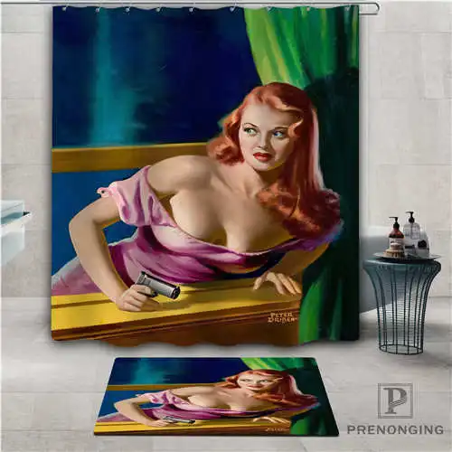 На заказ pin up (1) водонепроницаемый занавеска для душа коврик дома ванной комнаты