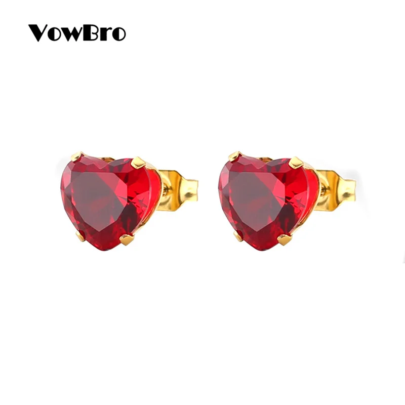 

VowBro Cute Baby Red Heart Stud Earrings Styls Baby Girl Earrings High Quality Surgical Steel Kid Studs Pendientes Jewelry
