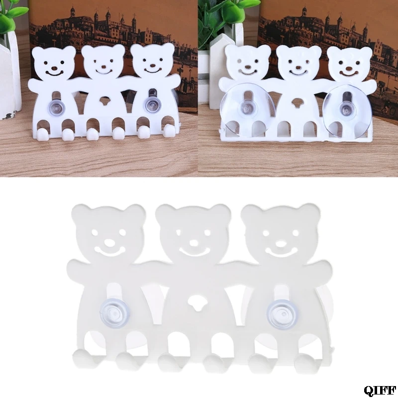 Настенная подставка для зубных щеток монтируемая на присоске 5 позиций милый