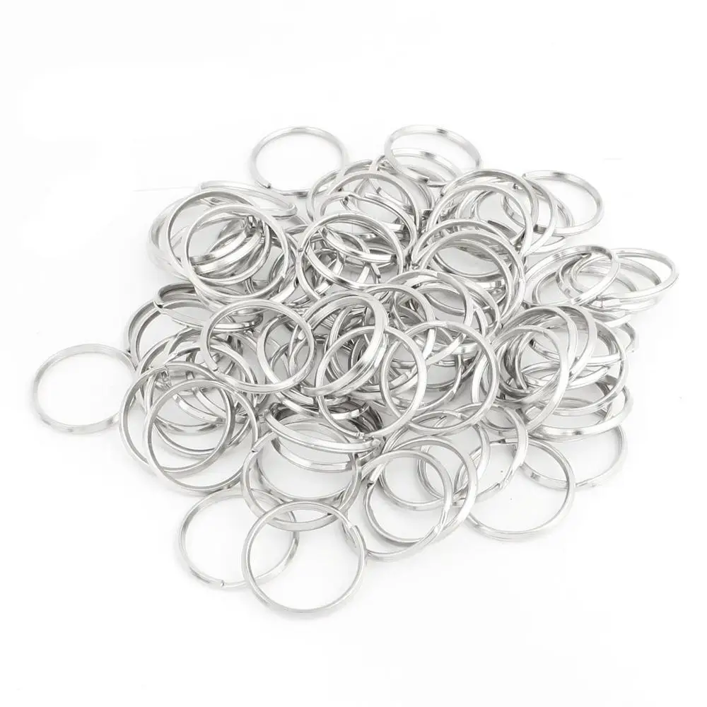 

TOYL 25mm Shiny Metal Double Loop Split Ring Key Holder Keyring 100 Pcs