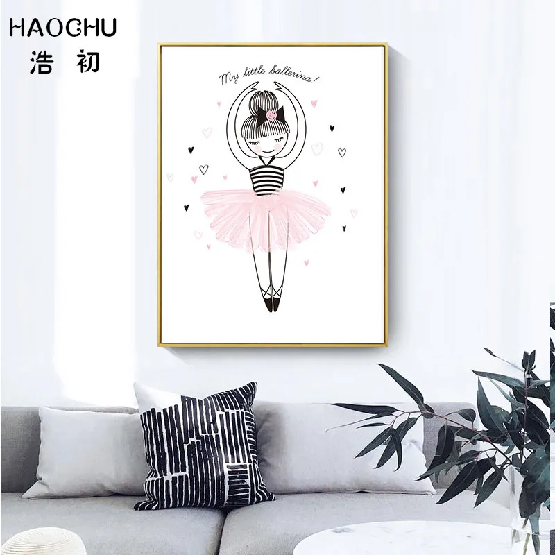 Розовая свежая Милая танцевальная девочка HAOCHU домашний декор Настенный