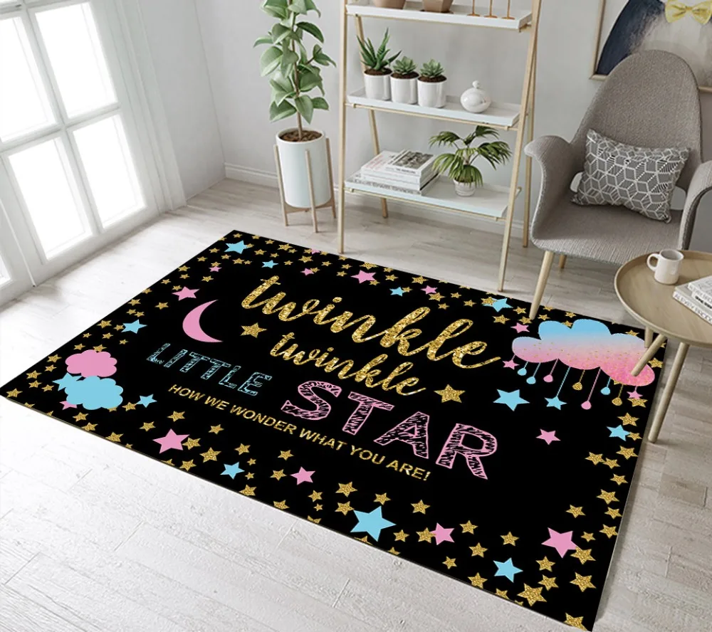 Коврик для двери золотые маленькие звезды розовые облака коврики гостиной
