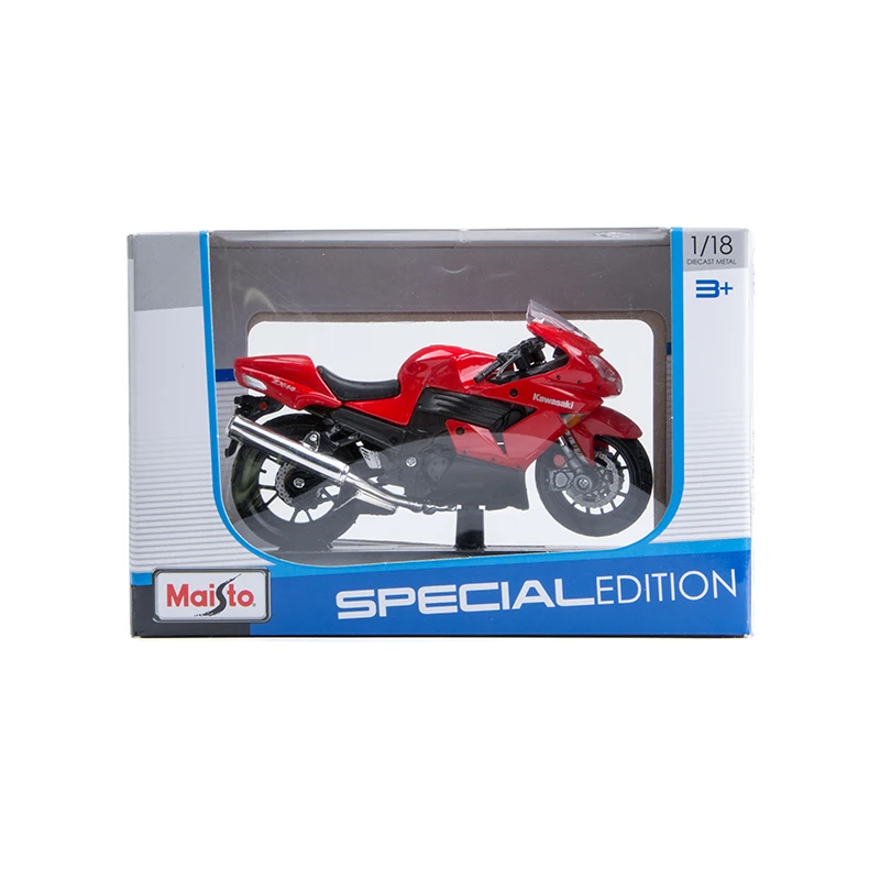 Модели мотоциклов Maisto 1:18 Kawasaki Ninja ZX-14R ZX14R красная литая пластиковая миниатюрная
