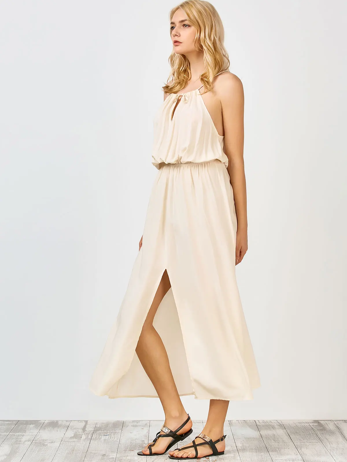 Женское длинное платье макси праздничное летнее вечернее пляжное с разрезом