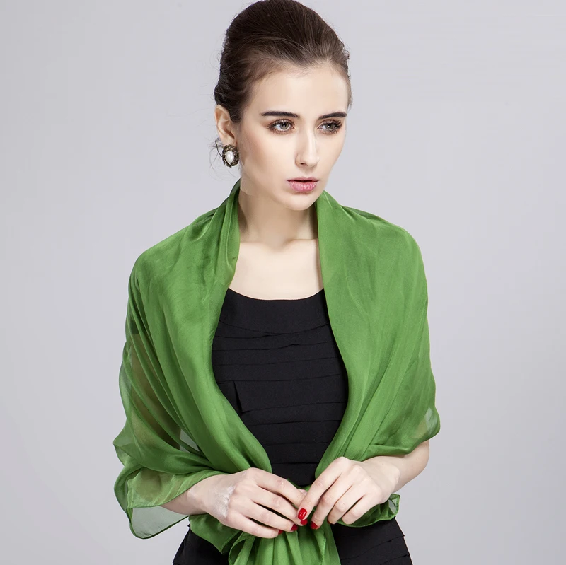 100% чистый шелк шифон длинный шарф горячая Распродажа сплошной Цвет шаль от