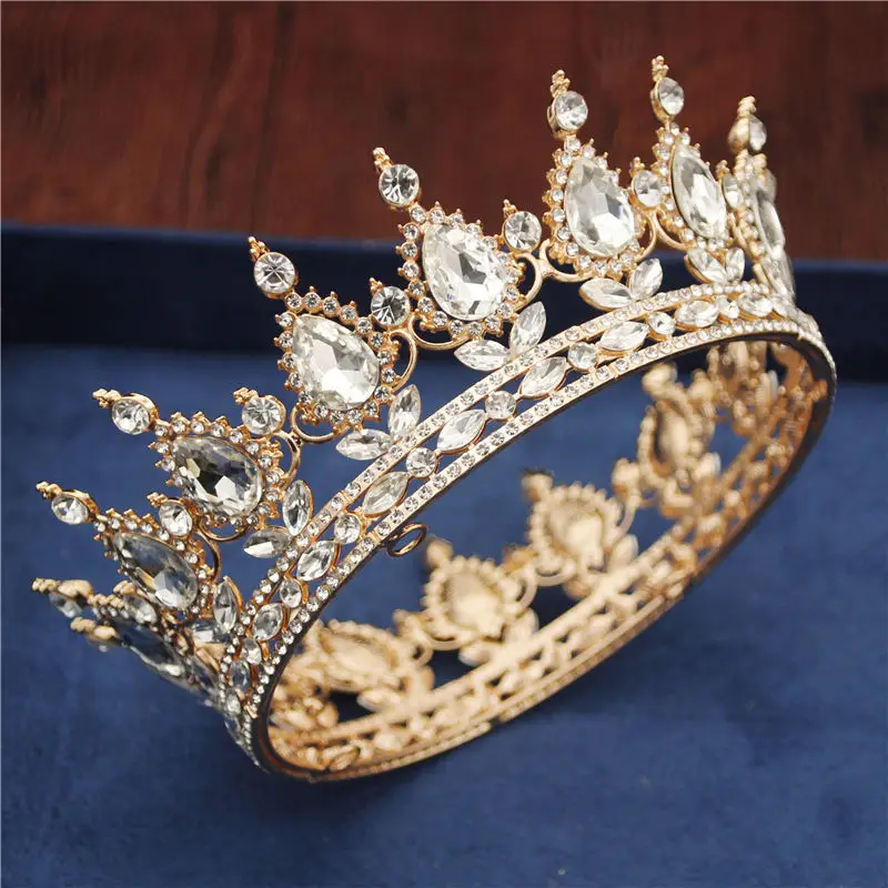 Gold White Хрустальные винтажные королевские розы диадемы и короны для свадебного торжества выпускного вечера свадебные украшения для волос ювелирные изделия для волос аксессуары - Окраска металла: Gold White