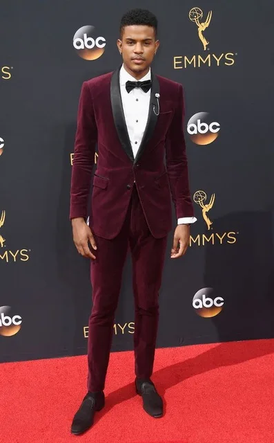 2017 бордовый бархатный Свадебный Мужской костюм для выпускного смокинг