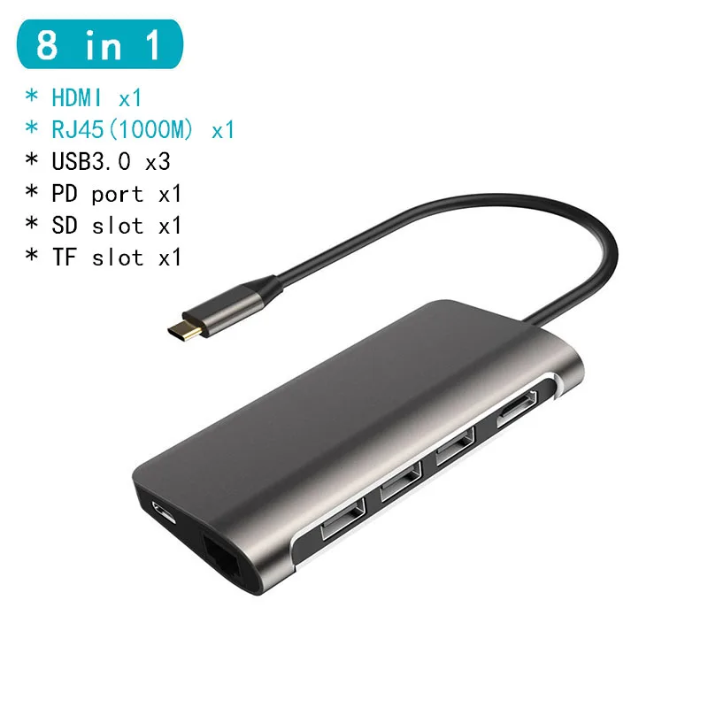 Док станция для ноутбука USB C 3 0 HDMI RJ45 Gigabit PD Fealushon MacBook Samsung Galaxy S9 /S8 / S8 + док Type